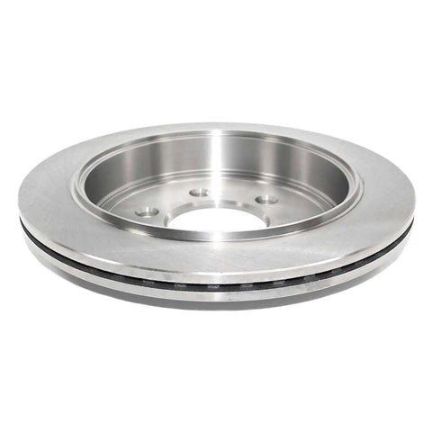 Rear beefed-up vented brake rotor with forged flange and induction-hardened raceways delivers precise ABS signaling