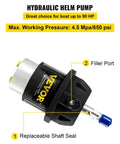 Hydraulic Outboard Steering Kit For 90HP Motors With Helm Pump Cylinder Marine Steering System Upgrade Durable Aluminum Alloy Casing Built In Two Way Lock Strong Nylon Hose Easy Installation showing helm pump details.