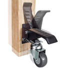 Heavy Duty Workbench Caster Kit With Four Two And A Half Inch Swivel Wheels And Four Hundred Pound Capacity, on wooden table leg