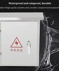 Waterproof Stainless Steel Junction Box Outdoor Electrical Enclosure With Hinged Lid And Mounting Plate For Secure Wiring, Wall Mounted Case Built Tough 800x600x200mm front view