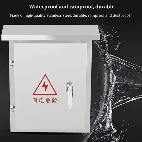 Waterproof Stainless Steel Junction Box Outdoor Electrical Enclosure With Hinged Lid And Mounting Plate For Secure Wiring, Wall Mounted Case Built Tough 800x600x200mm front view