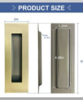 Pocket Door Hardware Set With Edge Pulls And Recessed Flush Pulls In Antique Brass, 6 inch handles size diagram