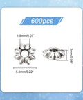 600pcs Flower Spacer Beads Daisy Metal Spacers Antique Silver Petal Beads for Earring Bracelet Necklace Jewelry Making, 5.5x2mm Large Hole 1.8mm