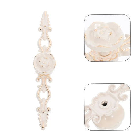 European Vintage Cabinet Pull Handle Zinc Alloy Retro Vibe Drawer Knob For Furniture Hardware In K Gold Ivory White design