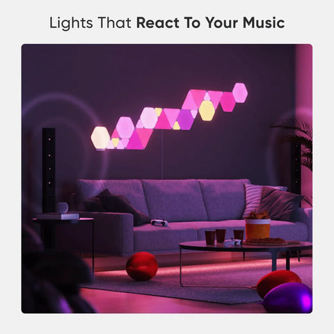 Shapes LED Wall Lights Kit With RGBW Panels, Sixteen Million Colors, Dope Smart Home Setup With Alexa And Google Assistant