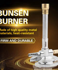 Gas Bunsen Burner With Copper Tube Micro Design For Laboratory Use Liquid Gas Fueled Light Burner Adjustable Flame Safe High Temperature Heating Tool For Science Labs standing on a decorative surface.
