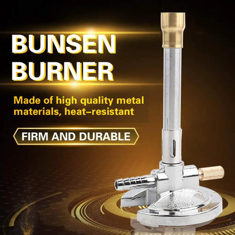 Gas Bunsen Burner With Copper Tube Micro Design For Laboratory Use Liquid Gas Fueled Light Burner Adjustable Flame Safe High Temperature Heating Tool For Science Labs standing on a decorative surface.