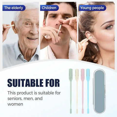 Men and women using the 360 Degree Rotating Nose And Ear Groomer 2 In 1 Nasal Hair Cutter With Dual Stainless Steel Blades Fully Enclosed Guard