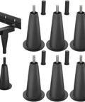 5 Inch High Rise Bed Frame Risers Set Of 6 With Socket Sleeve To Replace Bed Feet And Lift Your Bed Frame By Five Inches For Under Bed Storage Durable Construction For Mattress Support And Clear Storage Of Bins And Seasonal Gear.