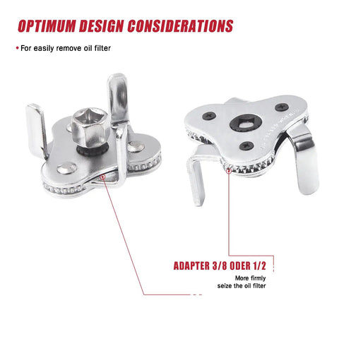 Mercedes BMW VW Audi Volvo Ford 30 Piece Cup Type Oil Filter Wrench Set featuring three leg oil filter wrench detail