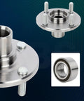 Front Wheel Bearing And Hub Assembly Fits Toyota Corolla 1988 2002 Chevrolet Prizm 1998 2002 Geo Prizm 1993 1997 4 Lug Front Hub No ABS OE 518507 Replacement Two Piece Set Ready To Roll, showing stainless steel components.