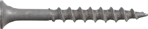 Built Tough Gray Epoxy Exterior Deck Screws 181 Pack Bugle Head Fasteners close-up view showing features and threaded design.