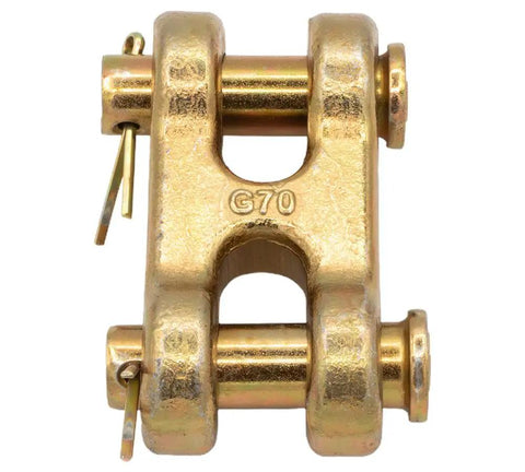 One Half Inch G70 Chain Double Clevis Mid Link Tie Down Links for Truck and Trailer Towing Four Pack Heavy Duty High Strength Forged