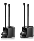 Heavy Duty Stainless Steel Toilet Plunger And Bathroom Brush Set Rustproof Hassle Free Cleanup With Rock Solid Weighted Stand For Home Boat Or Rv Projects Total Game Changer Two Piece Bundle in black with weighted base.