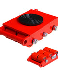 Tough As Nails Heavy Duty Mechanical Skates For Industrial Machinery Transport With Rugged Steel Rollers, red skates with steel rollers.