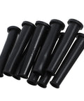 8 black rubber cord management sleeves stacked, part of the 20 Pack Large Rubber Cord Management Sleeve Auto Wire Protectors Cable Organizer For Cars And TVs.