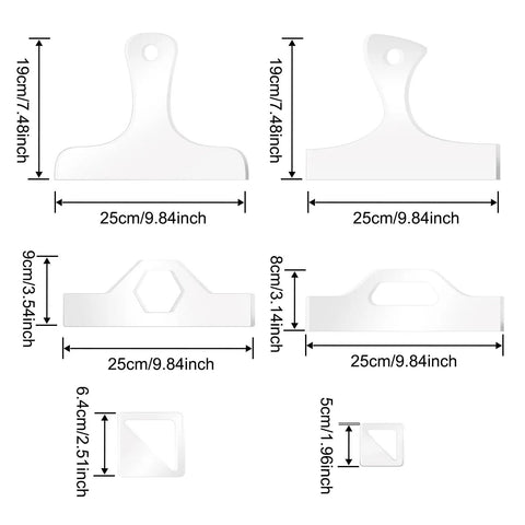 Top Grade Six Piece Acrylic Router Templates For Nailing Perfect Charcuterie Board Handles With Thick Reusable Woodworking Stencils That Hit The Spot For Custom Kitchen Crafts And Every Serious Maker - 6 stencils of varying sizes.