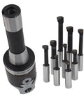 Nine Pack Boring Head Set With R8 Shank One Half Inch Boring Bar Carbide Construction For Bridgeport Milling Replacement Kit