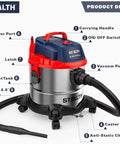 Wet And Dry Vacuum 5 Gallon Stainless Steel Shop Vacuum With Blower Five Point Five Peak HP Copper Motor for versatile use