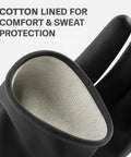 Built To Kick Butt With These Top Shelf Heavy Duty Black Rubber Work Gloves Featuring Rock Solid Chemical Resistance For Grease Monkeys And Pro Mechanics Shops - close-up of cotton-lined interior for comfort.