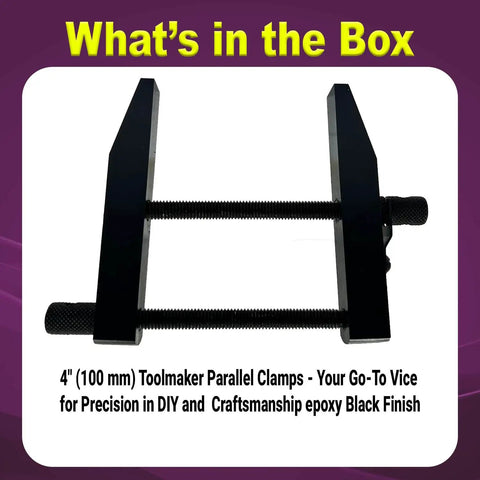 4" 100 mm Parallel Clamp Vise For Toolmakers, Heavy Duty Craft DIY Clamp With Non Marring Jaw Pads, epoxy black finish