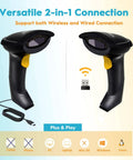 Wireless Barcode Scanner With Stand All In One 2 In 1 2 4G Wireless And Wired USB Barcode Reader Handheld Laser Scanner for Computer POS Warehouse Inventory