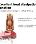 Upgrade 2.0 Ceramic Hotend Kit 0.4mm heat sink for Flashforge Adventurer 5M/Pro highlighting excellent heat dissipation