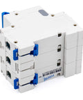 3 Pole 63A Miniature Circuit Breaker MCB DIN Rail Mount 400VAC D Type Trip 6000A Breaking Capacity For Motor Protection And Air Compressor Systems Industrial Grade 63A 3P MCB For Motor Control Panels.