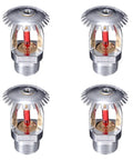 Heavy Duty Fire Sprinkler Heads 1/2 Npt 155 Fahrenheit 4 Pack with copper chrome finish and glass bulb for fire protection.