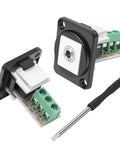 D Type Three Point Five Millimeter Three Pole Stereo Audio Terminal Block Connector Solderless Screw Terminal Panel Mount Adapter For One Eighth Inch TRS Female To Three Pin Balum Converter Pack Of Two with screwdriver