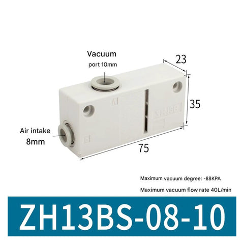 Pneumatic Vacuum Generator Box Type Air Ejector For Industrial Automation And Suction Handling, model ZH13BS-08-10