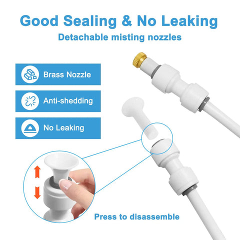 Standing Outdoor Misting System For Patio And Backyard, Portable Water Mist Kit with 5 brass nozzles and detachable sealing
