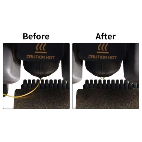 Before and after using A1 Nozzle Brush Replacement Kit For 3D Printers With Hotbed Mounted Silicone Wiper Cleaning Tool Three Pack
