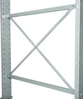 Built Tough As Nails Steel Cantilever Rack Single Sided Heavy Duty Shelving supports robust gray frame and cross support structure.
