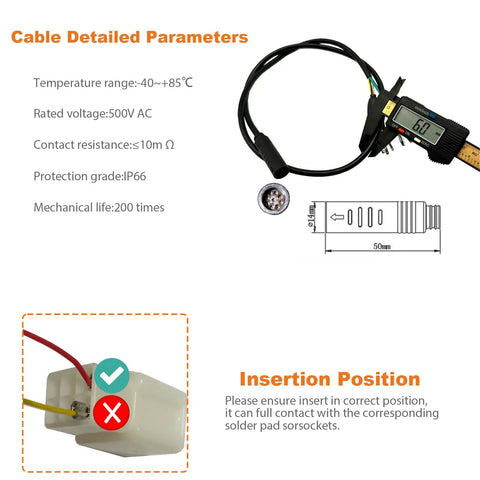 Waterproof 9 Pin Hub Motor Extension Cable For Ebike Conversion 250W To 1000W Motors 80cm Front Or 160cm Rear Length Simple Plug N Play Controller To Motor Connection Heavy Duty Build