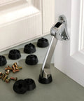 15 Pack Door Stop Rubber Tips With Screws Replacement Tips For Door Stops Black Rubber Stoppers Protect Floors And Walls No Fuss Easy Install Built To Last Guard shown on door.