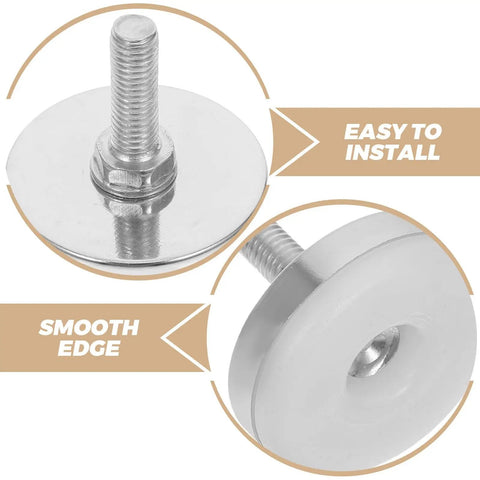 6Pcs Adjustable Furniture Leveling Feet For Tables And Wood Legs, Heavy Duty Iron And Plastic Construction With M8 Thread, Easy Install No Sweat Stability Boosters For Home And Office, Fits Most Furniture, close-up M8 threaded leveling foot