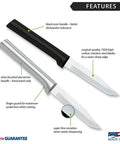 Built Tough Serrated Paring Knife Duo Featuring Premium High Carbon Stainless Steel Blades That Tear Through Tough Fruit And Veggie Skins Without A Sweat With Sleek Black Handles Pack Of Two, showing knife features and details.