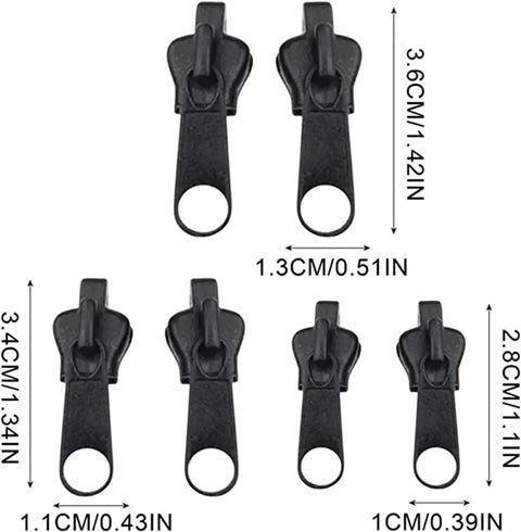Instant Zipper Repair Kit 12 Piece Zip Slider Replacement Set With Nylon And Alloy Pulleys for Clothes Jackets Backpacks