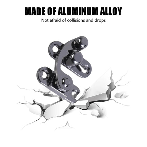 Swing Arm Hook Latches For Suitcases, Dollhouses, Jewelry Boxes And Bird Houses, Durable metal latch on cracked surface