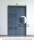 48 Inch Ceiling Mount Bypass Sliding Door Hardware Kit For Cabinet And Closet, Double Pocket Doors, Black Aluminum Alloy