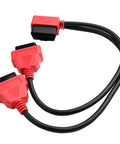 30cm Right Angle OBD2 Y Splitter Cable 1 Male 2 Female J1962 Adapters with red connectors, CAN Enabled