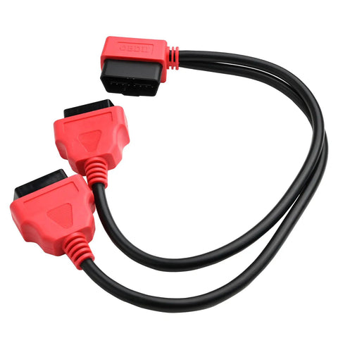 30cm Right Angle OBD2 Y Splitter Cable 1 Male 2 Female J1962 Adapters with red connectors, CAN Enabled