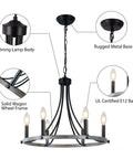 Farmhouse Wagon Wheel Chandelier With 6 Rustic Edison Style Lights Round Pendant Ceiling Light Fixture for rustic home