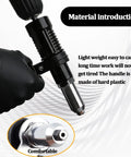 Close-up of Electric Rivet Gun Adapter Kit for Drills with 4 Riveting Heads, black plastic handle, aluminum alloy head