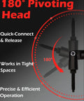 180-degree pivoting head on Heavy Duty Locking Pliers And Nine Point Eight Inch Slide Hammer Combo With Quick Release Swivel Connector