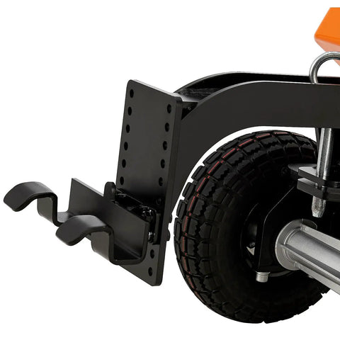 Heavy Duty Electric Powered Tugger With 2,200 Lbs Capacity rear view of the wheel and tow hook detail for precise maneuverability.