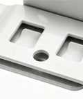 Close-up of Heavy Duty L Shaped Metal Furniture Joint Bracket showing locking clip design and brace holes for reinforcement