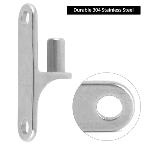 Two Pack 304 Stainless Steel Chain Link Gate Hinges With Five Eighth Inch Hinge Pin, close-up view