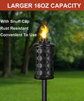 16oz Torch Replacement Canisters Four Pack Refillable Metal Torch Fuel Cans With Wicks And Snuff Covers for outdoor use